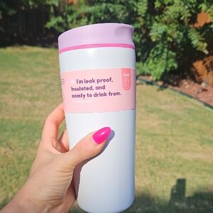 NEW Pink and White Insulated Travel Mug 20 Oz.